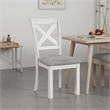 Pemberly Row Side Dining Chair Set of 2 Rustic White Rubberwood in Gray Fabric