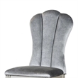 Pemberly Row Side Dining Chair Set of 2 in Silver Wood with Gray Fabric Seats