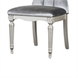 Pemberly Row Side Dining Chair Set of 2 in Silver Wood with Gray Fabric Seats