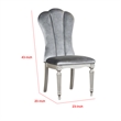 Pemberly Row Side Dining Chair Set of 2 in Silver Wood with Gray Fabric Seats
