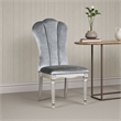 Pemberly Row Side Dining Chair Set of 2 in Silver Wood with Gray Fabric Seats