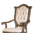 Pemberly Row Dining Armchair Set of 2 in Weathered Oak Wood Tufted Beige Fabric