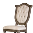 Pemberly Row Side Dining Chair Set of 2 in Weathered Oak Wood Tufted Beige