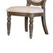 Pemberly Row Side Dining Chair Set of 2 in Weathered Oak Wood Tufted Beige