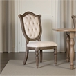 Pemberly Row Side Dining Chair Set of 2 in Weathered Oak Wood Tufted Beige
