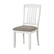 Pemberly Row Side Dining Chair Set of 2 Rustic White Wood Slat Back in Gray