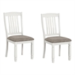 Pemberly Row Side Dining Chair Set of 2 Rustic White Wood Slat Back in Gray