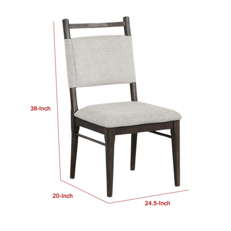 Pemberly Row Side Dining Chair Set of 2 Dark Walnut Brown Wood in Light Gray