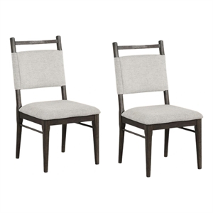 Pemberly Row Side Dining Chair Set of 2 Dark Walnut Brown Wood in Light Gray