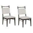Pemberly Row Side Dining Chair Set of 2 Dark Walnut Brown Wood in Light Gray