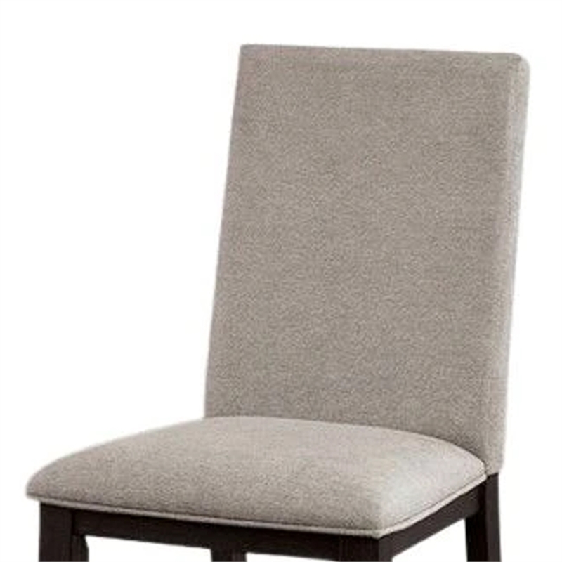 Pemberly Row Side Dining Chair Set of 2 in Black Wood w/ Pleated Gray Polyester