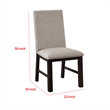 Pemberly Row Side Dining Chair Set of 2 in Black Wood w/ Pleated Gray Polyester
