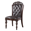 Pemberly Row Side Dining Chair Set of 2 Rivet Trim in Brown Tufted Faux Leather