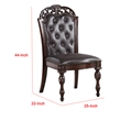 Pemberly Row Side Dining Chair Set of 2 Rivet Trim in Brown Tufted Faux Leather
