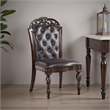 Pemberly Row Side Dining Chair Set of 2 Rivet Trim in Brown Tufted Faux Leather