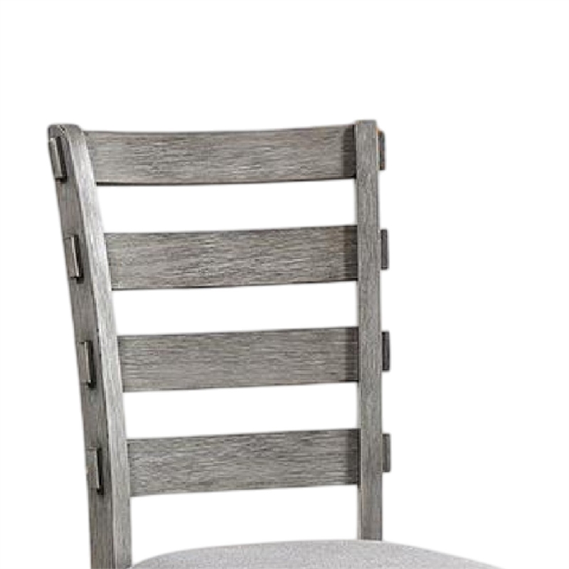 Pemberly Row Side Dining Chair Set of 2 Ladder Backrest Solid Wood in Gray