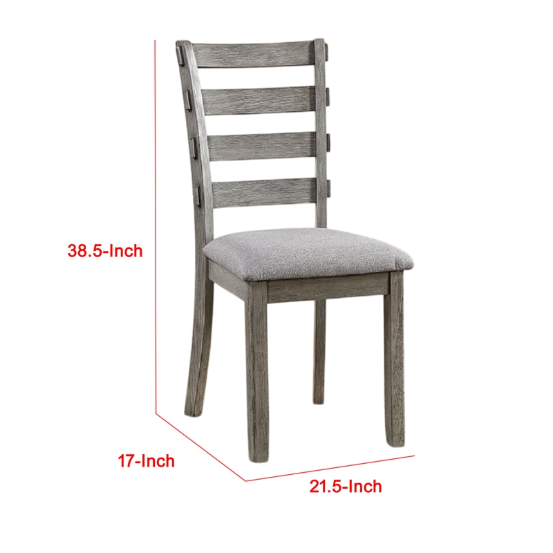 Pemberly Row Side Dining Chair Set of 2 Ladder Backrest Solid Wood in Gray