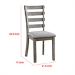 Pemberly Row Side Dining Chair Set of 2 Ladder Backrest Solid Wood in Gray