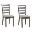 Pemberly Row Side Dining Chair Set of 2 Ladder Backrest Solid Wood in Gray