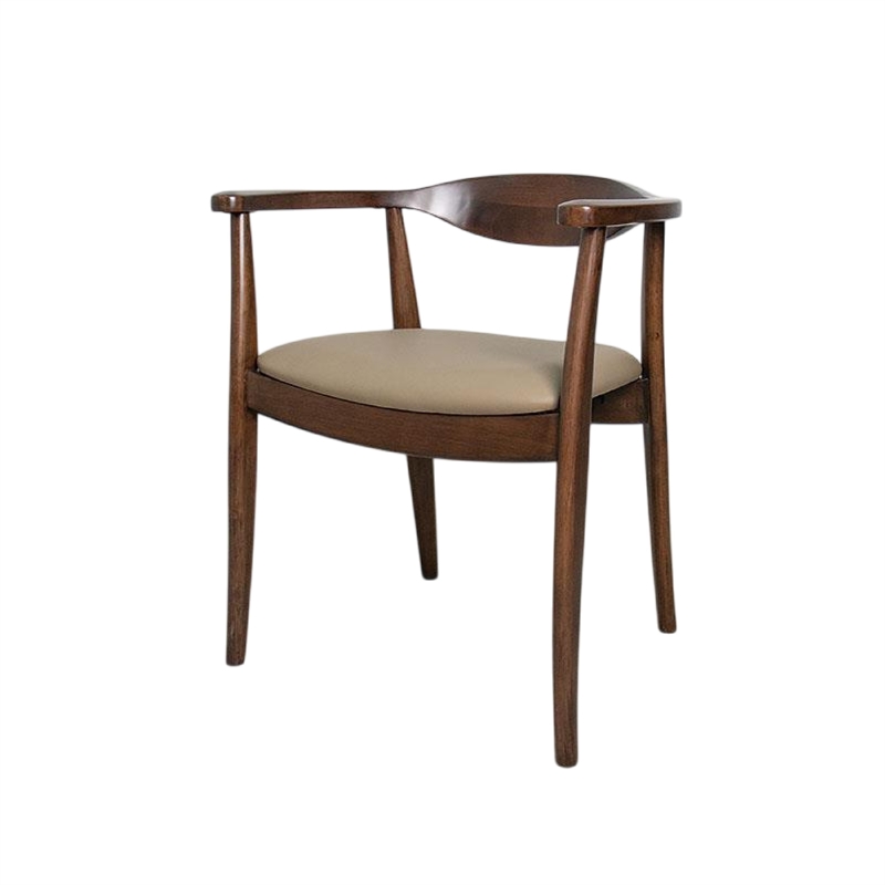 Pemberly Row Dining Side Chair Set of 2 Modern Armchairs in Brown Rubberwood