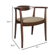 Pemberly Row Dining Side Chair Set of 2 Modern Armchairs in Brown Rubberwood