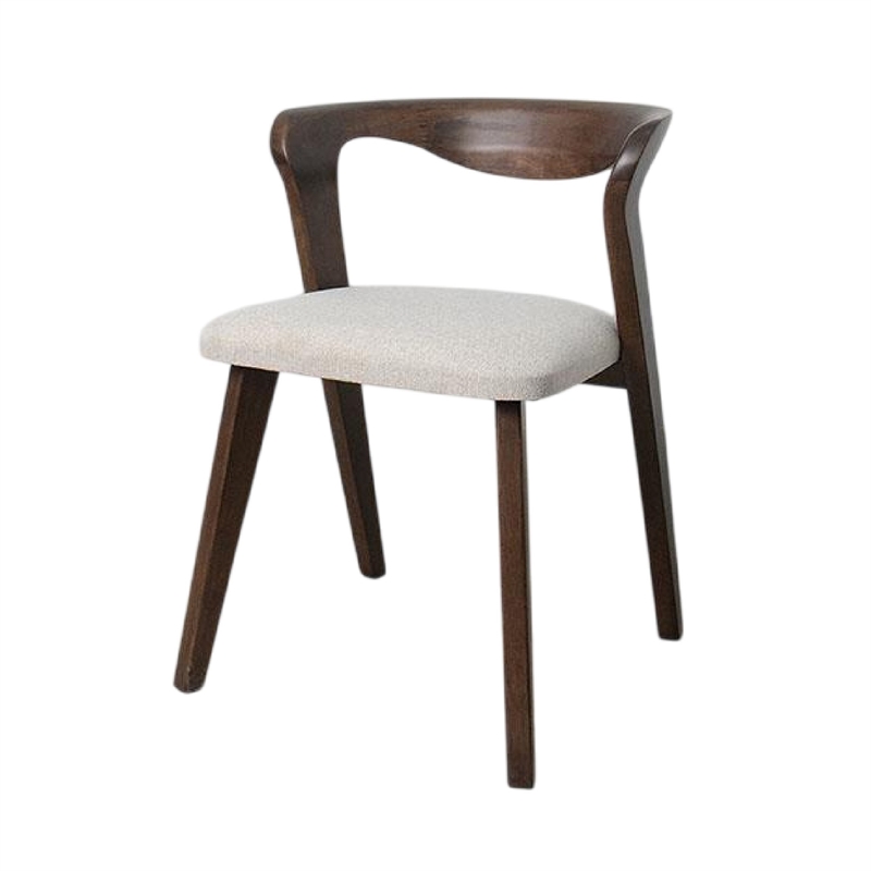Pemberly Row Dining Side Chair Set of 2 with Ivory Seat in Walnut Brown Wood
