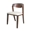 Pemberly Row Dining Side Chair Set of 2 Ivory Fabric Seat in Brown Solid Wood