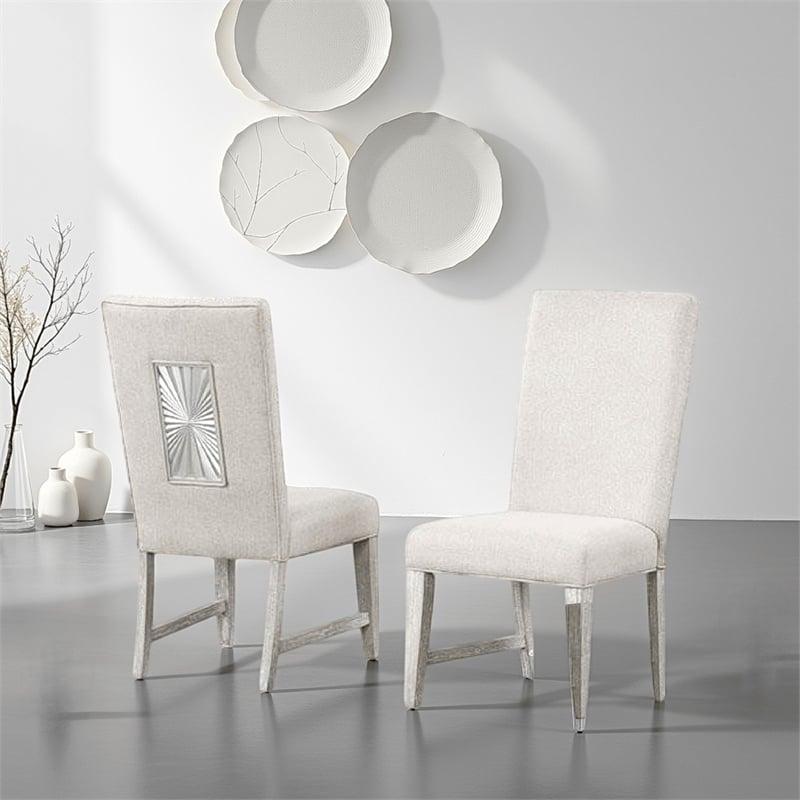 Pemberly Row Dining Side Chair Set of 2 Tapered Legs in Light Gray Poplar Wood