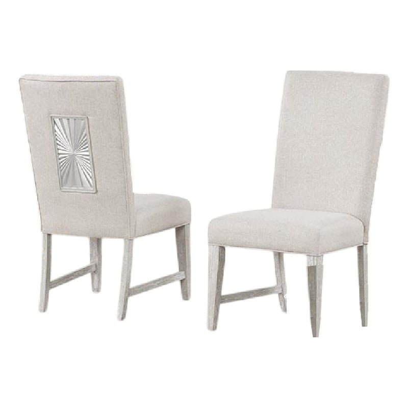 Pemberly Row Dining Side Chair Set of 2 Tapered Legs in Light Gray Poplar Wood