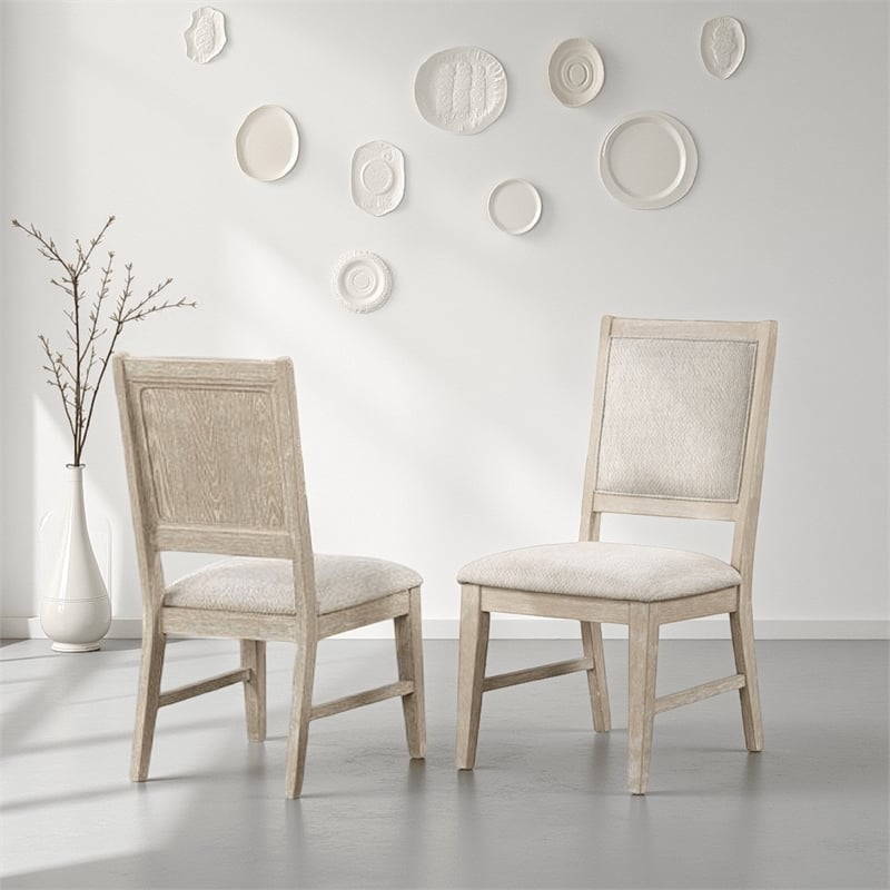 Pemberly Row Dining Side Chair Set of 2 Tapered Legs in Light Oak Poplar Wood