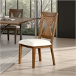 Pemberly Row Dining Side Chair Set of 2 Hourglass Back in Rustic Oak Brown Wood