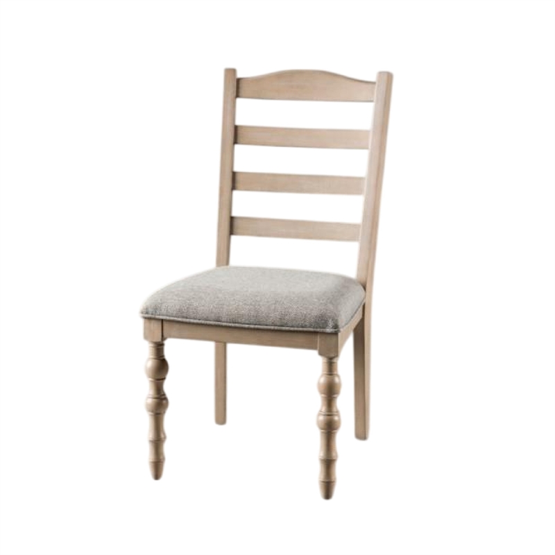 Pemberly Row Dining Side Chair Set of 2 Turned Legs in Light Brown Solid Wood