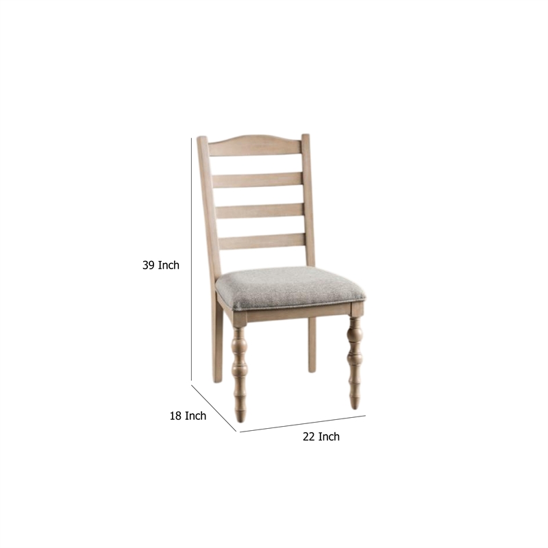 Pemberly Row Dining Side Chair Set of 2 Turned Legs in Light Brown Solid Wood