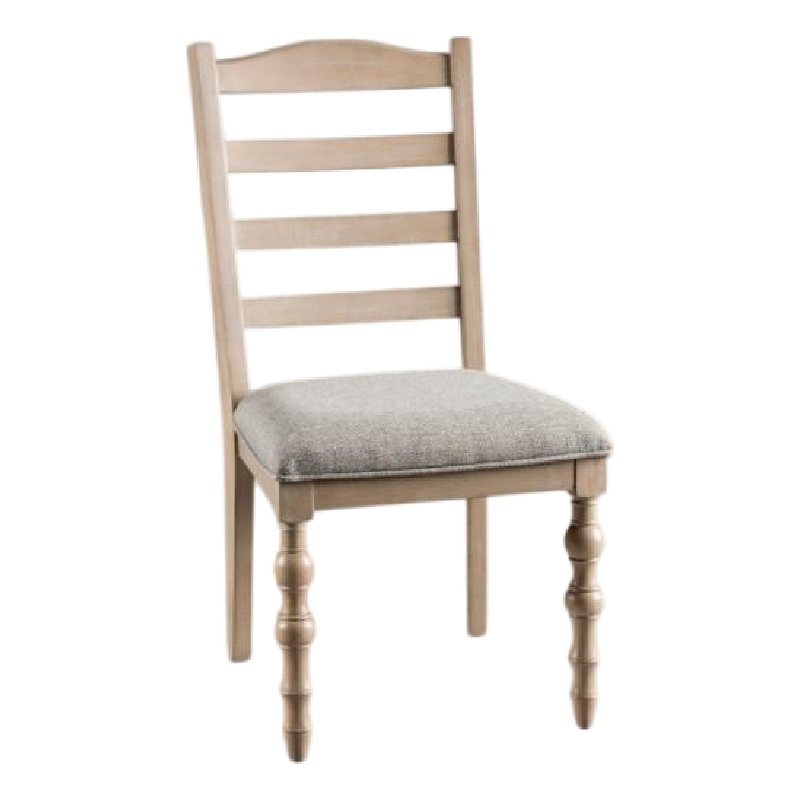 Pemberly Row Dining Side Chair Set of 2 Turned Legs in Light Brown Solid Wood