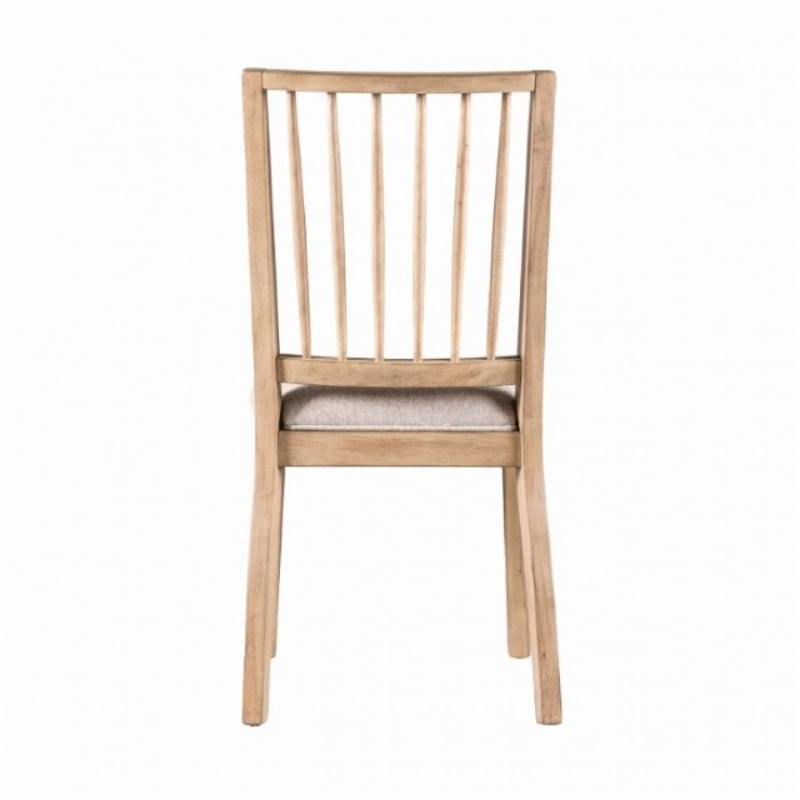Pemberly Row Dining Side Chair Set of 2 Slatted Back in Natural Brown Wood