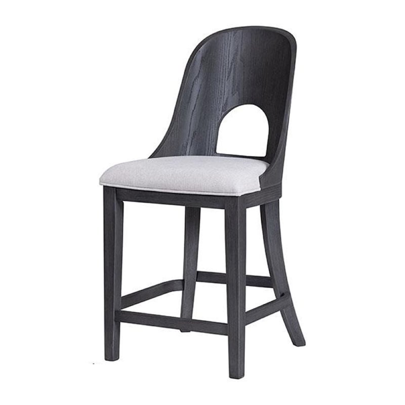 Pemberly Row Counter Height Chair Set of 2 Curved Cut Out Back in Ash Gray Wood