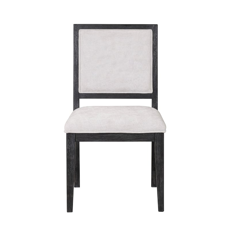 Pemberly Row Dining Side Chair Set of 2 Farmhouse Panel Design in Black Wood