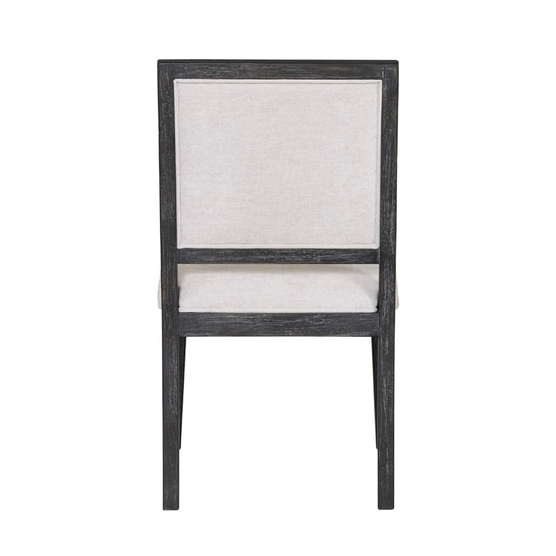 Pemberly Row Dining Side Chair Set of 2 Farmhouse Panel Design in Black Wood