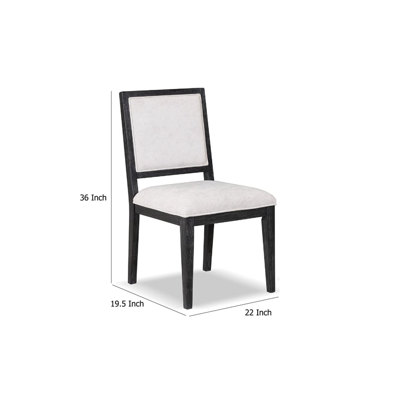 Pemberly Row Dining Side Chair Set of 2 Farmhouse Panel Design in Black Wood