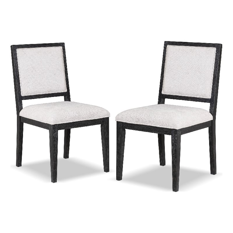Pemberly Row Dining Side Chair Set of 2 Farmhouse Panel Design in Black Wood