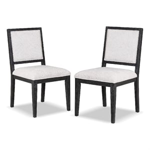 Pemberly Row Dining Side Chair Set of 2 Farmhouse Panel Design in Black Wood