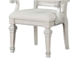 Pemberly Row Dining Armchair Set of 2 Solid Wood Ivory Button Tufted Fabric