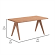 Pemberly Row 63 Inch Dining Table Rectangular Live Edge in Natural Brown Wood