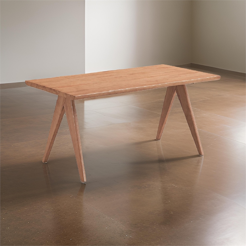 Pemberly Row 63 Inch Dining Table Rectangular Live Edge in Natural Brown Wood