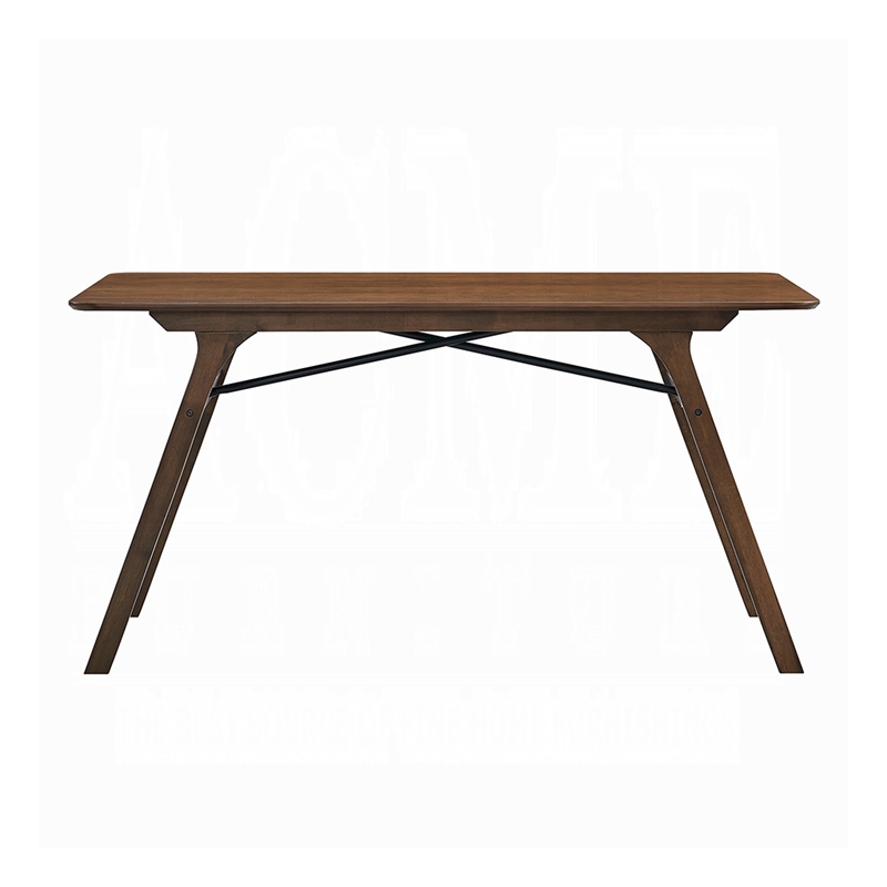 Pemberly Row 59 Inch Dining Table Rectangular Top in Walnut Brown Rubberwood
