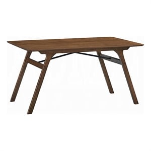 Pemberly Row 59 Inch Dining Table Rectangular Top in Walnut Brown Rubberwood