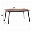Pemberly Row 59 Inch Rectangular Dining Table Brown Top in Scandinavian Black