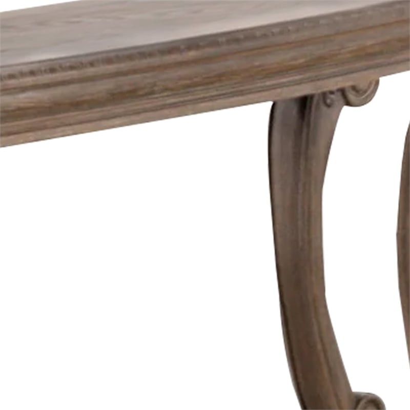 Pemberly Row 54 Inch Rustic Farmhouse Sofa Table in Weathered Oak Brown Wood