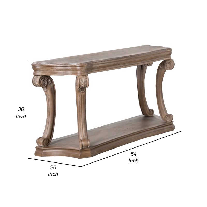 Pemberly Row 54 Inch Rustic Farmhouse Sofa Table in Weathered Oak Brown Wood