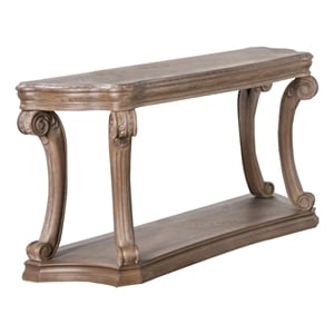 Pemberly Row 54 Inch Rustic Farmhouse Sofa Table in Weathered Oak Brown Wood